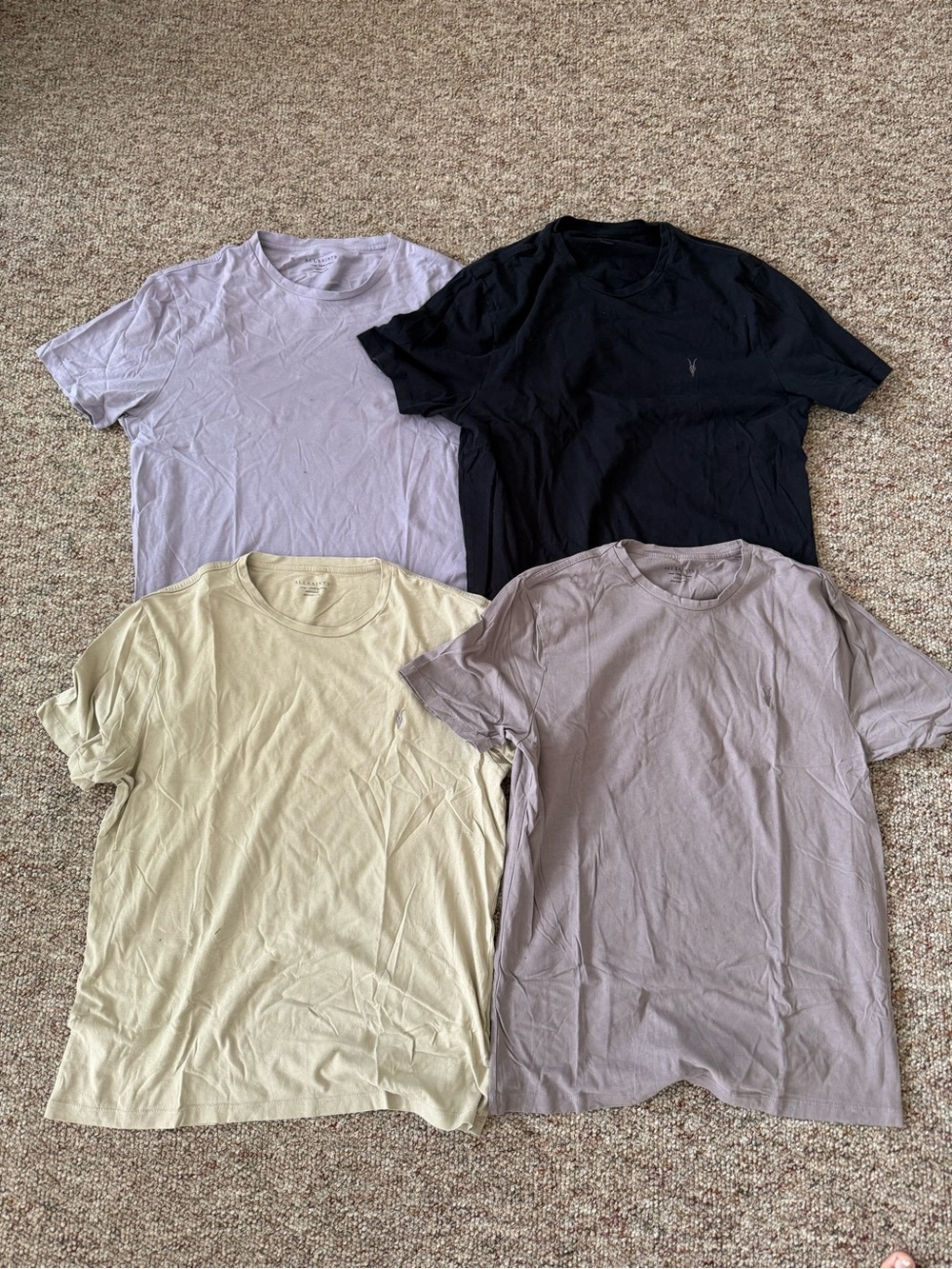 Men's Crew Neck T-Shirt - Black, Lavender, Pale Yellow, Taupe